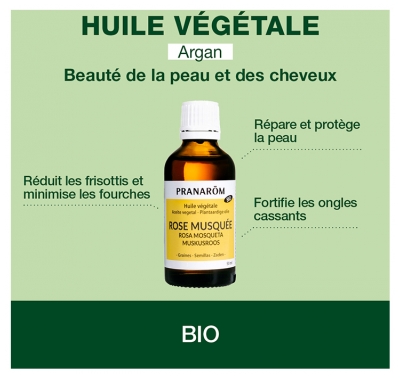 Pranarôm Huile Végétale Argan Bio Riche en Vitamines et Antioxydants Huile Anti-Âge Réparatrice 50 ml