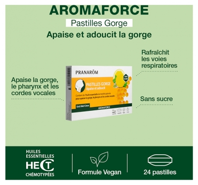 Pranarôm Aromaforce Pastilles Gorge Goût Miel Citron 24 Pastilles