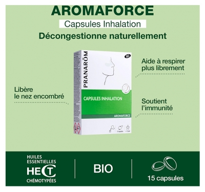 Pranarôm Aromaforce Capsules Inhalation Bio Boîte de 15 Mono-Doses