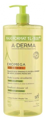 A-DERMA Exomega Control Huile Lavante Émolliente Peaux Sèches Atopiques 1L 