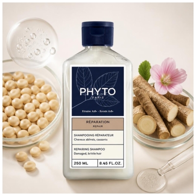 Phyto Réparation Shampoing Réparateur Cheveux Abîmés et Cassants 250 ml