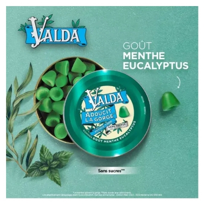 Gommes Sans Sucres pour Adoucir la Gorge - Saveur Menthe Eucalyptus 140 g