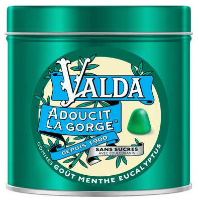 Gommes Sans Sucres pour Adoucir la Gorge - Saveur Menthe Eucalyptus 140 g