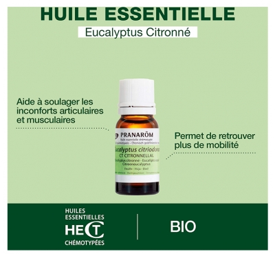 Pranarôm Huile Essentielle Eucalyptus Citronné Feuille Bio Eucalyptus Citriodora Feuille Hect 10 ml