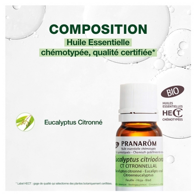 Pranarôm Huile Essentielle Eucalyptus Citronné Feuille Bio Eucalyptus Citriodora Feuille Hect 10 ml
