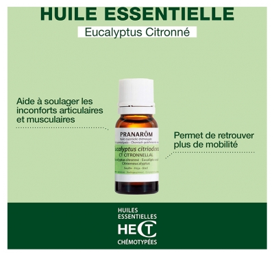 Pranarôm Huile Essentielle Eucalyptus Citronné Eucalyptus Citriodora Feuille Hect 10 ml