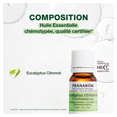 Pranarôm Huile Essentielle Eucalyptus Citronné Eucalyptus Citriodora Feuille Hect 10 ml
