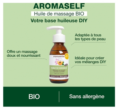Pranarômélange d'Huile de Massage Végétale Neutre Bio (Eco) Formule Riche et Non Grasse 100 ml