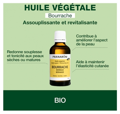 Pranarôm Huile Végétale Bourrache Bio Première Pression à Froid Des Graines de Fleurs de Bourrache Hect 50 ml