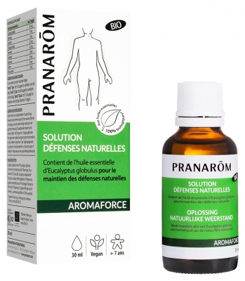 Pranarôm Aromaforce Solution Défenses Naturelles Bio Aux 10 Huiles Essentielles Désinfecte Assainit Renforce l'Immunité 30 ml