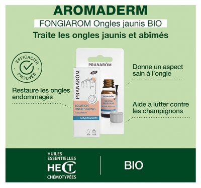 Pranarôm Aromaderm Lotion Ongles Jaunis Bio (Eco) Ongles Fragilisés et Abimés Aux Huiles Essentielles Biologiques 10 ml
