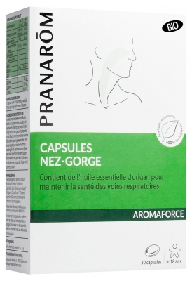 Pranarôm Aromaforce Capsules Nez-Gorge Bio Maintien la Santé Des Voies Respiratoires 30 Capsules