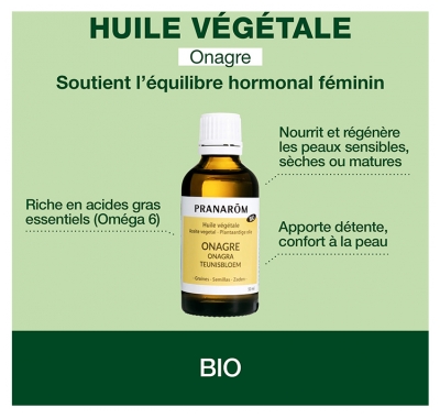 Pranarôm Huile Végétale Onagre Bio Riche en Acide Gras Gamma-Linolénique 50 ml