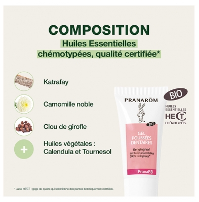 Pranarôm Gel Gingival Bio Aux Huiles Essentielles Biologiques Camomille Noble et Giroflier 15 ml