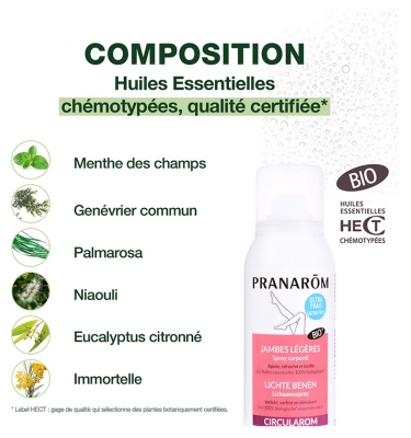 Pranarôm Spray Corporel Jambes Légères Bio (Eco) 75 ml