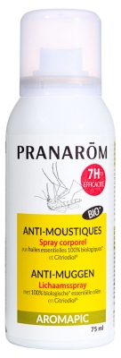 Pranarôm Aromapic Spray Corps Anti-Moustique Bio (Eco) Efficacité 7 Heures Huiles Essentielles Biologiques 75 ml