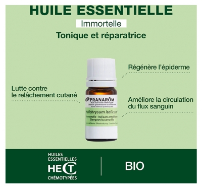 Pranarôm Huile Essentielle Immortelle - Helichrysum Italicum - Hélichryse Italienne Bio Sommité Fleurie Hect 5 ml