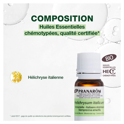 Pranarôm Huile Essentielle Immortelle - Helichrysum Italicum - Hélichryse Italienne Bio Sommité Fleurie Hect 5 ml