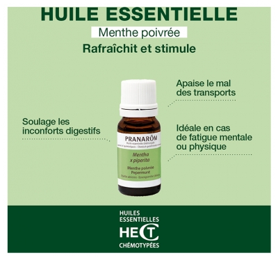 Pranarôm Huile Essentielle Menthe Poivrée Mentha X Piperita Partie Aérienne Hect 10 ml