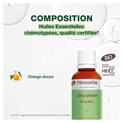 Pranarôm Huile Essentielle d'Orange Douce Zeste Bio - Format Familial - 30 ml