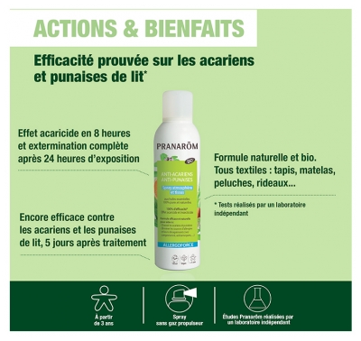 Pranarôm Allergoforce Spray Anti-Acariens Anti-Punaises et Anti-Tiques Effet Désinfectant Acaricide en 8H 150 ml