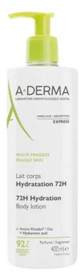 A-DERMA Lait Corps Hydratation 72H Peaux Fragiles 400 ml