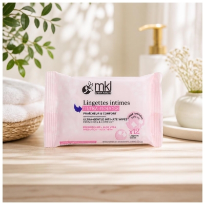 MKL Green Nature Lingettes Intimes Ultra-Douces Fraîcheur & Confort 12 Lingettes