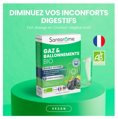 Santarome Gaz & Ballonnements Double Action Bio 30 Gélules