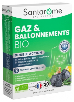 Santarome Gaz & Ballonnements Double Action Bio 30 Gélules