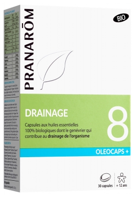 Pranarôm Oléocaps+ 8 Capsules d'Huiles Essentielles Bio Drainage 30 Capsules