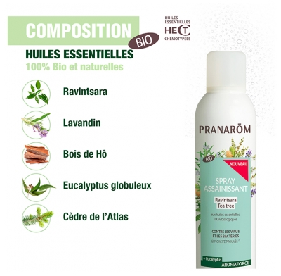 Pranarôm Aromaforce Spray Assainissant Ravintsara/Tea-Tree Bio (Eco) 150 ml