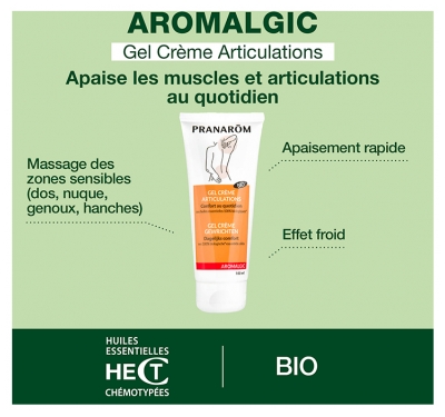Pranarôm Aromalgic Gel Crème Articulations Bio Genou Dos Épaule Nuque Aux Huiles Essentielles Naturelles 100 ml