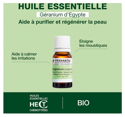 Pranarôm Huile Essentielle Géranium d'Egypte Pélargonium X Graveolens Feuille Hect 10 ml