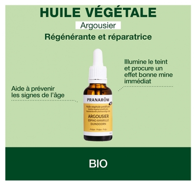 Pranarôm Huile Végétale Argousier - Pulpe Vierge de Première Pression à Froid - Sérum Vitaminé - 50 ml