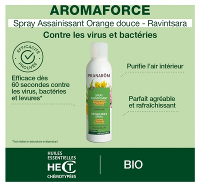 Pranarôm Spray Assainissant Orange Douce/Ravintsara Bio (Eco) 150 ml