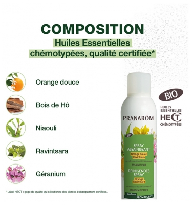 Pranarôm Spray Assainissant Orange Douce/Ravintsara Bio (Eco) 150 ml