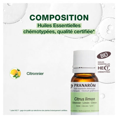Pranarôm Huile Essentielle Citronnier Zeste Bio 10 ml