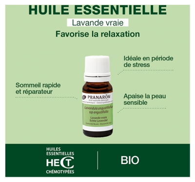 Pranarôm Huile Essentielle Lavande Vraie Bio Lavandula Angustifolia Ssp Angustifolia Sommité Fleurie Hect 10 ml