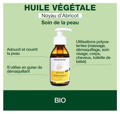 Pranarôm Huile Végétale Noyau d'Abricot Prunus Armeniaca - Vierge de Première Pression à Froid 100 Ml...