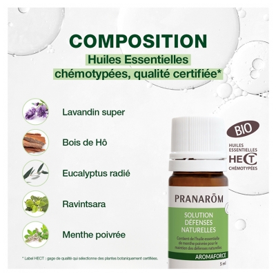 Pranarôm Solution Défenses Naturelles Bio Augmente la Résistance de l'Organisme 5 ml