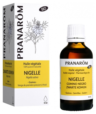 Pranarôm Huile Végétale de Nigelle Bio Anti-Vieillissement Première Pression à Froid Des Graines de Cumin Noir 50 ml