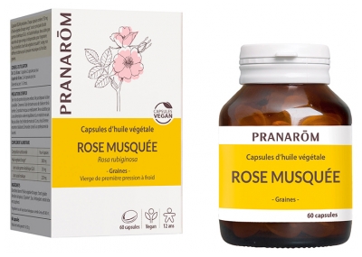 Pranarôm Huile Végétale Rose Musquée Vierge de Première Pression à Froid Graines Acides Gras Essentiels 60 Capsules