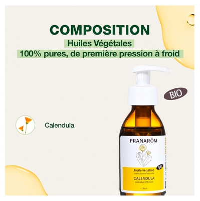 Pranarôm Huile Végétale de Calendula Officinalis - Extrait Lipidique Titré de Fleurs de Calendula 100 Ml...