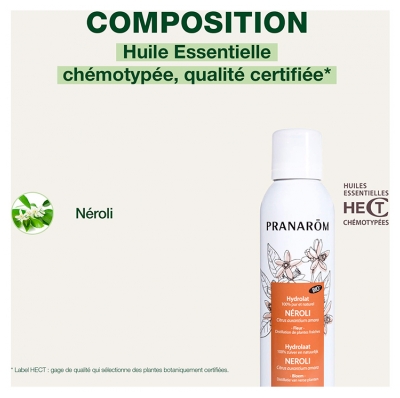 Pranarôm Hydrolat Néroli Bio Sublimant Olfacto-Calmant Citrus Aurantium Amara Distillation de Plantes Fraîches 150 ml