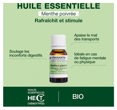 Pranarôm Huile Essentielle Menthe Poivrée Bio Mentha X Piperita Partie Aérienne Hect 5 ml