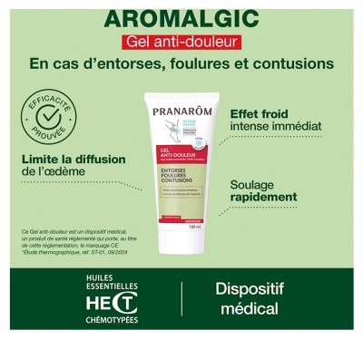 Pranarôm Aromalgic Gel Anti-Douleur - Entorses Foulures Contusions - Huiles Essentielles Bio Hect - 100 ml