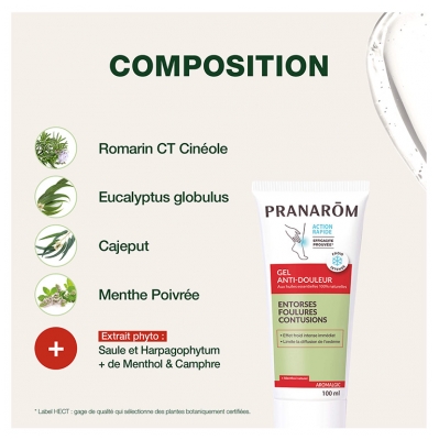 Pranarôm Aromalgic Gel Anti-Douleur - Entorses Foulures Contusions - Huiles Essentielles Bio Hect - 100 ml
