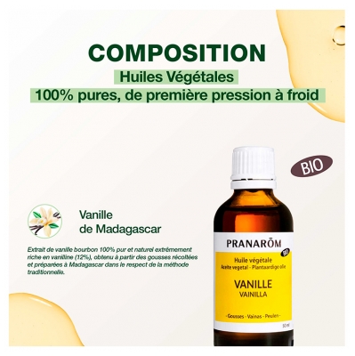 Pranarôm Huile de Vanille Bio - Gourmande Douce Hydratante 50 ml