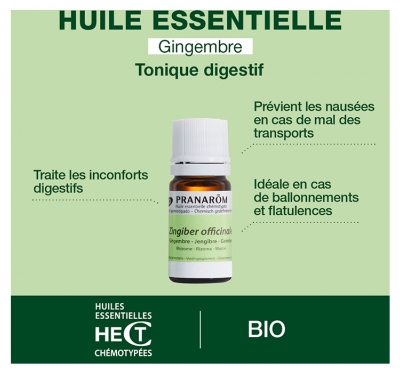 Pranarôm Huile Essentielle Gingembre Bio Zingiber Officinale Rhizome Hect 5 ml