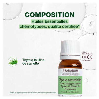 Pranarôm Thym a Feuilles de Sarriette Sommité Fleurie 10 ml